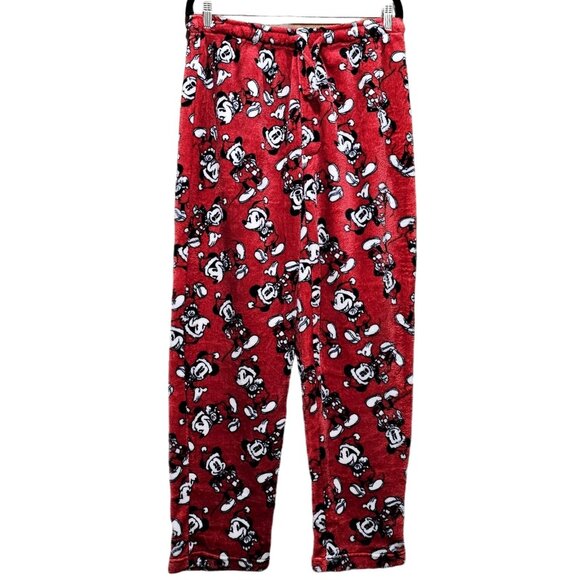 Disney Mickey Mouse Red Fleece Pajama Pants L 100% Polyester Lounge Sleepwear Co - Picture 1 of 10